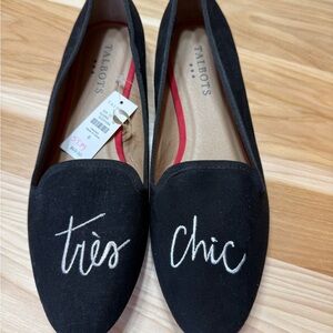 Talbots Black Embroidered Loafers